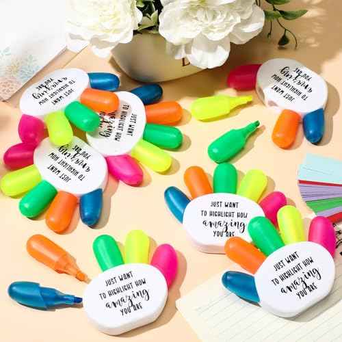 30 Sets Inspirational Christmas Gifts Bulk Petal Highlighter Brush 5 in 1 Multicolor Highlighter for Class Reward Positive Gift Operation Christmas Office Employee (Hand)