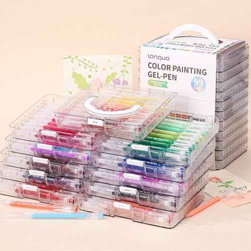 Gel Pens with Fine Point 0.6mm, 99 Colors Drawing Pencils for Adult Coloring Books Smooth Writing Pen Set for Journaling, Landscapes, Lettering