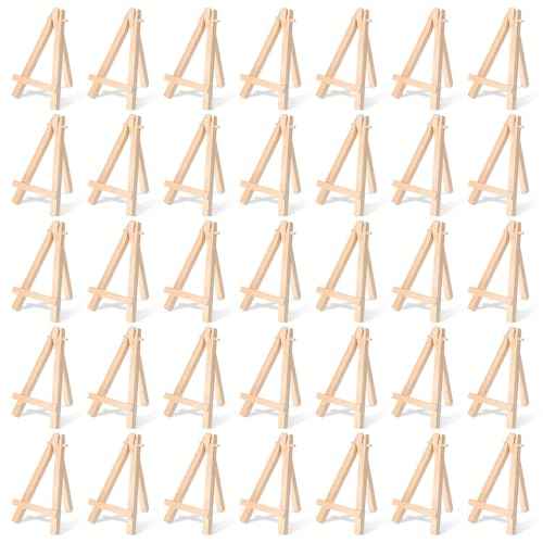 100 Pcs Mini Wood Display Easel Stands 5 Inch Small Wooden Canvas Easels A-Shaped Tripod Small Easels Arts Crafts Easels for Small Canvas Holder, Crafts, Signs, Photos, DIY Crafts, Home Decoration
