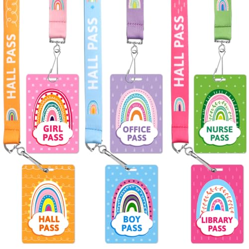 Ceiba Tree Boho Hall Pass Lanyards with Breakaway Safety Buckles – Set of 6 for Classroom & School Use