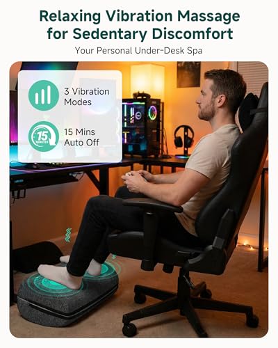 Snailax Dark Grey Ergonomic Under-Desk Foot Rest with Heat, Vibration & Swing