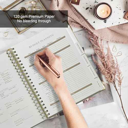 Wedding Planner Book and Organizer for Bride - Elegant Linen Cover Wedding Planning Binder with Checklists,Pockets & Calendars,Perfect Engagement Gifts for Couples(Apricot)