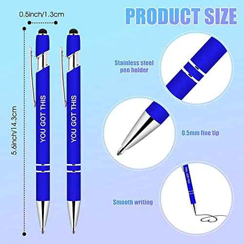 50 Pieces Inspirational Pens, Motivational Ballpoint Pen with Stylus Tip Funny Ink Pens Bulk Inspirational Gifts for Women Coworkers Office Supplies Black Ink