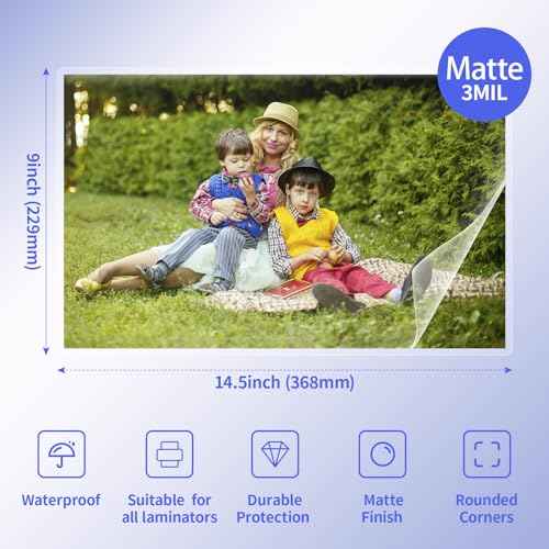 100 Pack Matte Thermal Laminating Pouches 9"x14.5" 3Mil Thick Matte Finish Laminating Sheets Fitted for Legal Size Laminating Sheets 8.5 x 14 Elygrap