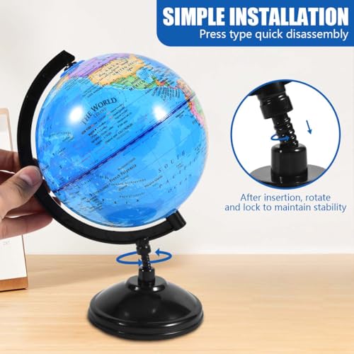 KISEER Blue 6-Inch Rotating World Globe with Stand for Kids Learning & Classroom Use