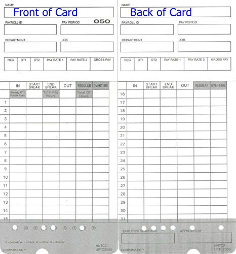 Compumatic Time Cards for uPunch HN2000/HN4000 Clocks - Pack of 300