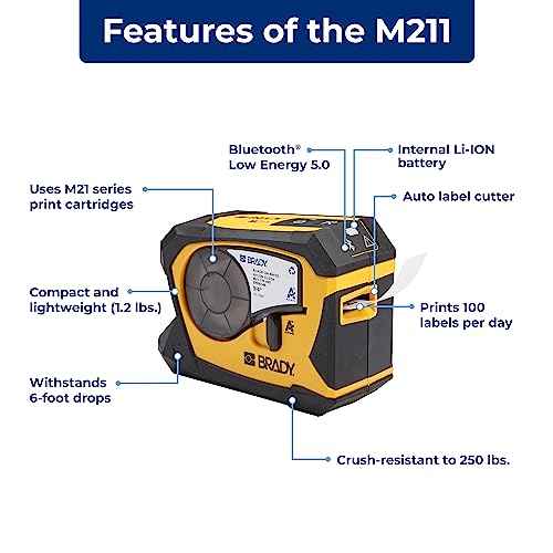 Brady M211 Portable Bluetooth Monochrome Label Printer, Yellow/Black