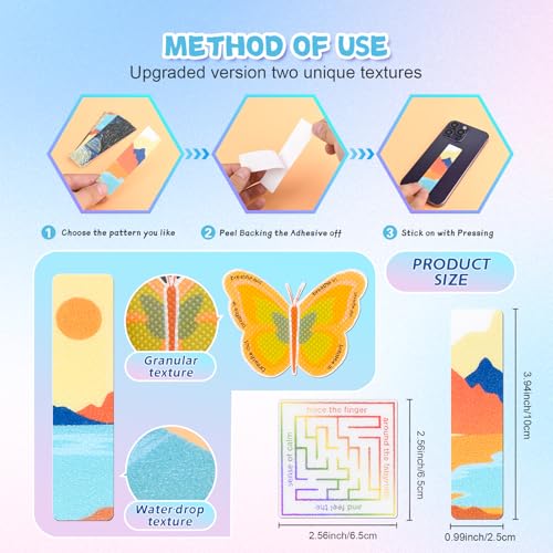 102 Pieces Calm Anxiety Sensory Stickers, 2 Different Surface Texture Styles, Breathing Mindfulness Textured Stickers for Office & Classroom Desks, Fidget Anxiety & Stress Relief for Adults & Teens