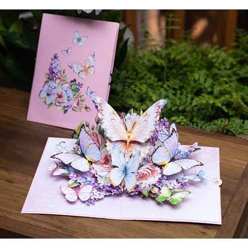 Butterfly Garden 3D Pop-Up Greeting Card ? Elegant Floral Pop-Up Card for Birthday, Mother¡¯s Day, Wedding, Anniversary