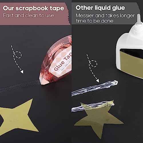 Scrapbook Tape, 4 Pack Double Sided Tape Roller for Crafts, Adhesive Glue Runner Scrapbooking Supplies Journaling School Office Teacher Supplies for Kids and Adults, 0.3IN x 26FT