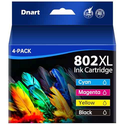Remanufactured 802 802XL Ink Cartridges Combo Pack Replacement for 802XL Ink Cartridges for Printer Work WF-4720 WF-4730 WF-4734 WF-4740 EC-4040, 802 Ink Cartridge 4P (BKCMY)