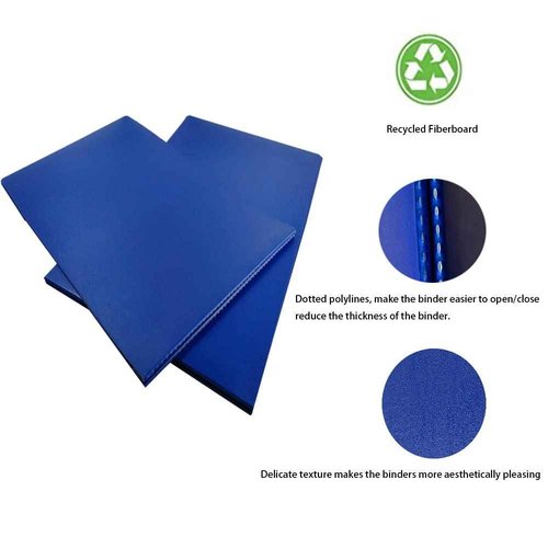 ESKEAR Fiberboard Binder Folder, Sheet Size 11" x 17”， with 3" Capacity 220mm Long Metal Prong Paper Fastener, for Pressboard Report Cover, Blue 8 per Box