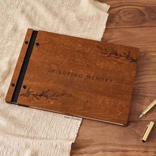 Funeral Guest Book in Loving Memory Funeral Guest Book for Memorial Funeral Service by AspenStudio with Wood Cover Signing Book for Funeral