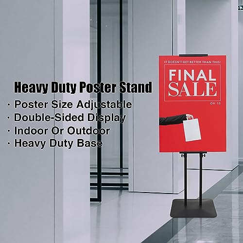 Poster Board Stand for Display, Floor Sign Holder for Banner Foam Board with 5.2lb Super Heavy Duty Base, Double Sided Display and Height Adjustable, for Business Advertising (1Pack)