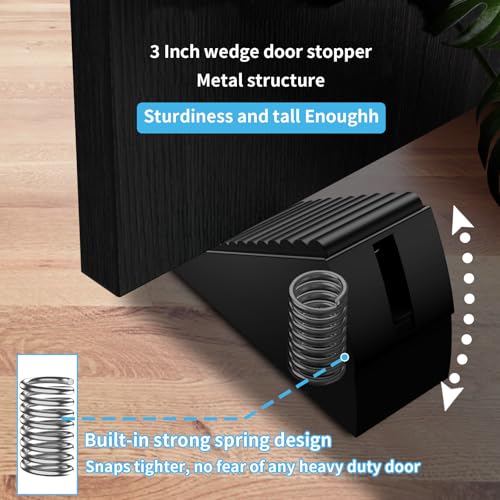 AIMAXINKE Heavy Duty Door Stop Wedge - Large Steel Bottom of Door Blocker, Black - 1 Pack