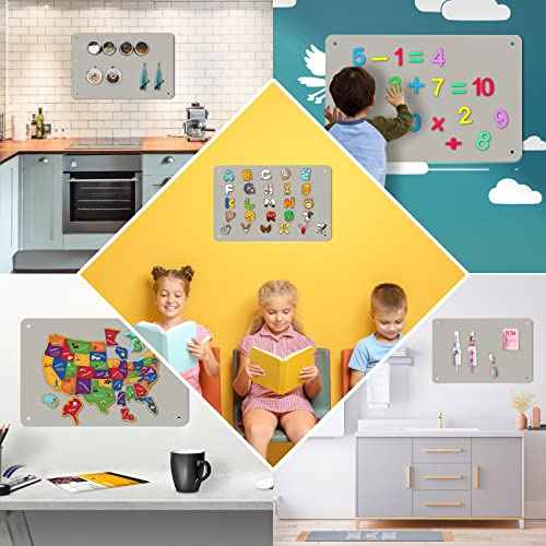2Pack Magnetic Board,17.5" x 11.4" Magnet Bulletin Board to Display Magnetic Notes, Poetry, Photos, Suitable for Wall, Refrigerator, Cabinet etc, Come with 8 Pcs Dual Lock Tape and Screws (Gray)