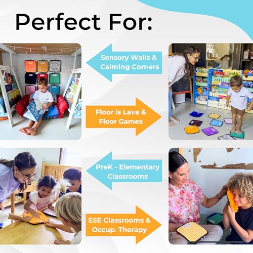 Square Sensory Discs for Autism Therapy - 9 Pack with Lesson Plans - Playful Prodigies