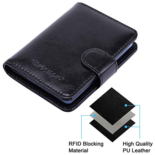 Wisdompro RFID Blocking Credit Card Holder Vertical Black Wallet with 20 Slots