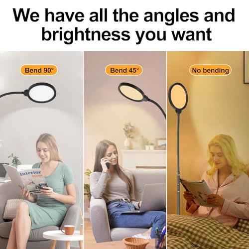 LED Floor Lamp, Living Room Lamps, 3 Color Temperatures Bright Modern Tall Lamp, Adjustable Gooseneck Standing Lamp with Remote & Touch Control,Floor Lamp for Living Room, Bedroom, Office