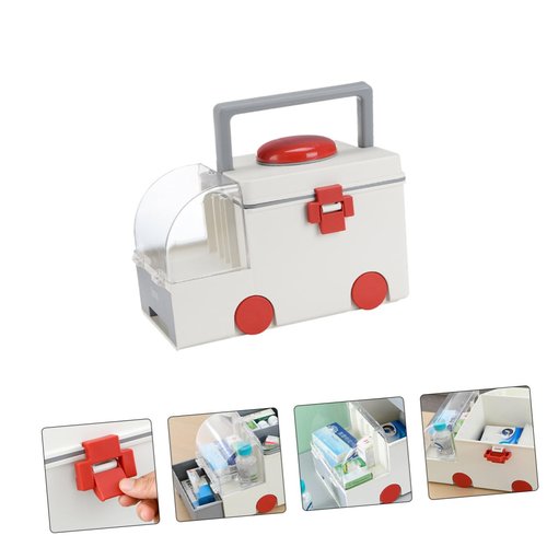 KOCKSHION Large Capacity Plastic First Aid Storage Box Emergency Medicine Case for Home Use Portable Medical Organizer Lid for Family Medicine and Emergency Supplies