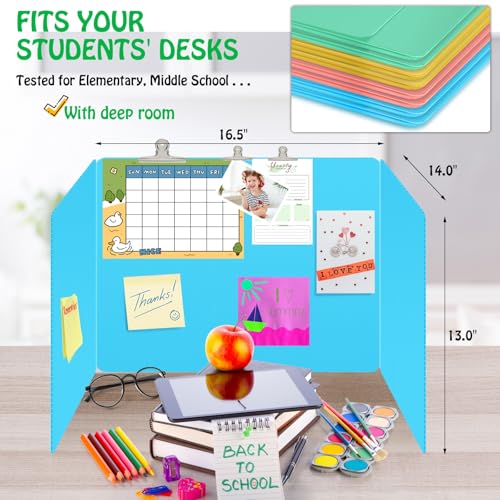 Bcabo 24 Pack Desk Privacy Panel Dividers - Pastel Colorful Classroom Testing Shields with Labels