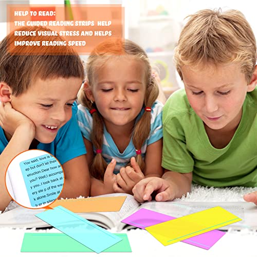 Fresh Style 48 Pcs Guided Reading Highlighter Strips for Dyslexia, Colored Overlays & Bookmark