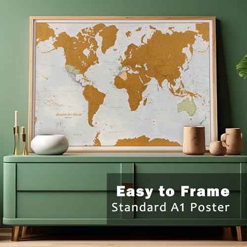 Scratch The World ¢ç Travel Map - Frameable Scratch Off World Map Poster - X-Large 23 x 33 - Maps International - 50 Years of Making Maps - Updated 2025 - Cartographic Detail Featuring Country & State Borders