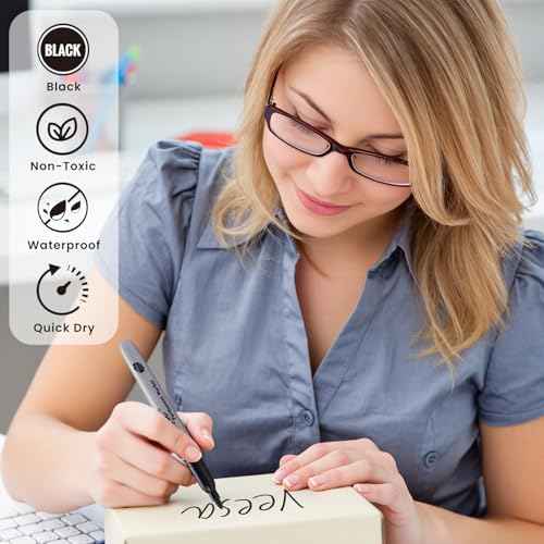 36 Pack Permanent Markers Fine Tip, Black Permanent Marker Pens for Office, School & Home, Waterproof, Smear-Proof, Quick-Drying
