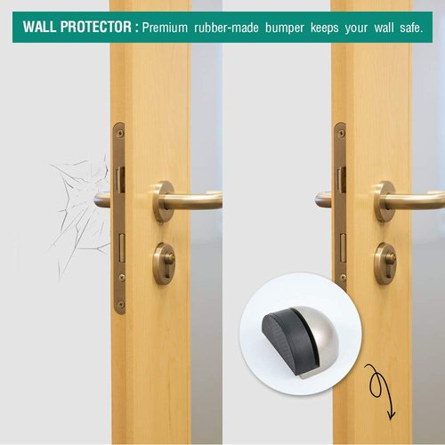 CG PLUS Floor Door Stopper with Rubber pad 4pack, Semicircle Shaped Door Stopper, Protecting Wall (2inch x 30pack, Satin Nickel)