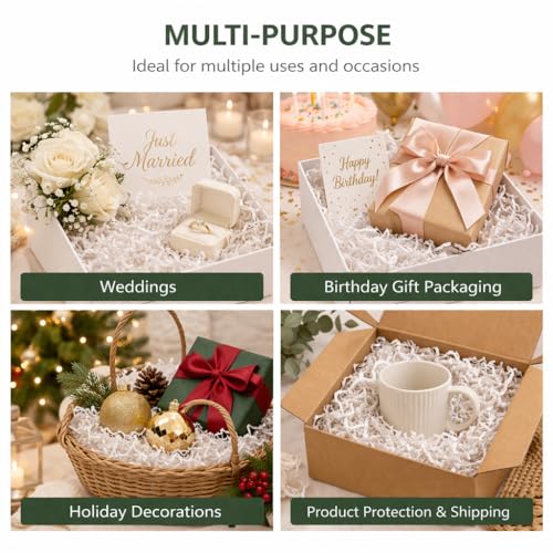 White Crinkle Cut Paper Shred Filler, 5oz Decorative Gift Basket