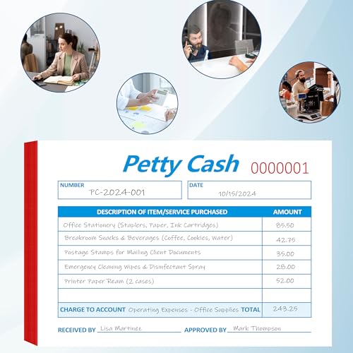GLDTPOZK 12 Pack Petty Cash Receipt Pads 3.5 x 5 Inch 50 Sheets Each Blue/White