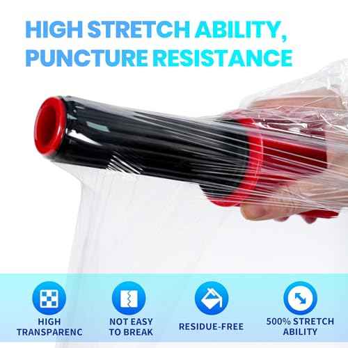TAPEBEAR Stretch Wrap Film 15" x 760Ft Shrink Wrap Roll with Handles, Industrial Strength Clear Plastic Wrap Self-Adhering for Furniture Moving, Luggage Packing, Pallet Wrap, 60 Gauge, 2Rolls