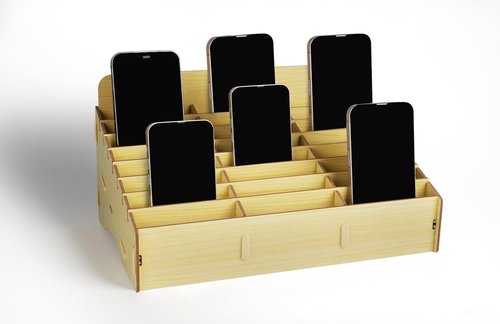 HengTianMei Classroom Cell Phone Holder, 24 Grid Cell phone Storage Box for Student Management, Wooden Calculator Organizer Caddy for School Office（24 Grid）