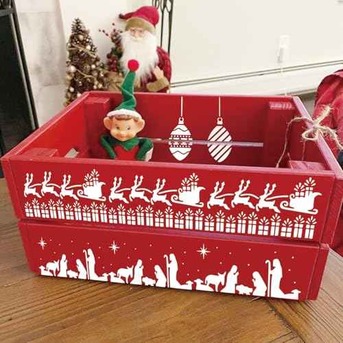 Christmas Stencils for Crafts Ornament Reusable Holiday Christmas Window Snow Stencil for Painting on Wood DIY Glass Wall Furniture Door Hanger Sign (crafts39)