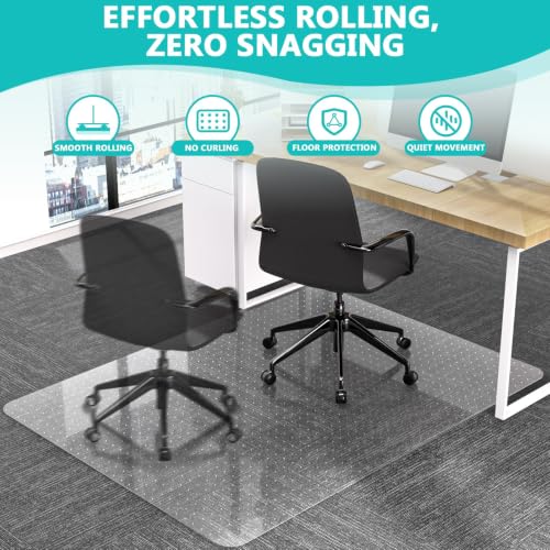 MZLCDW 48" x 60" Clear Office Chair Mat for Low Pile Carpet with Lip - Heavy Duty