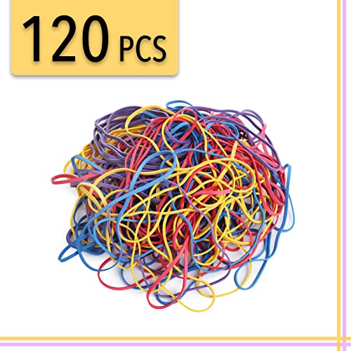 Mr. Pen Large 7 Inch Rubber Bands 120 Pack - Blue Red Yellow Purple, Heavy Duty