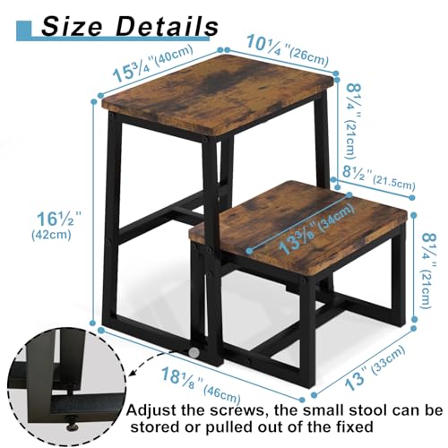 iTsst 2-Step Wooden Stool 500 Lbs, 15.75 x 10.3 x 16.5 in, Rustic Brown