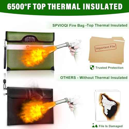 Upgraded 6500¡ÆF Fireproof Document Bag with Lock, Fireproof Money Bag for Cash w. Zipper/Reflective Strip, 10Layers of Heat Insulated Materials, Water Resistant Fireproof Bag for Documents, Fire Bag
