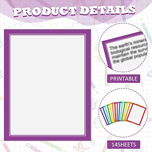Lewtemi 14 Sheets Science Fair Board Supplies Self Adhesive Presentation Subtitles 2 Sheets Edge Self Adhesive Paper Poster Board Letters Presentation Paper for School Office Supplies(Rainbow Color)