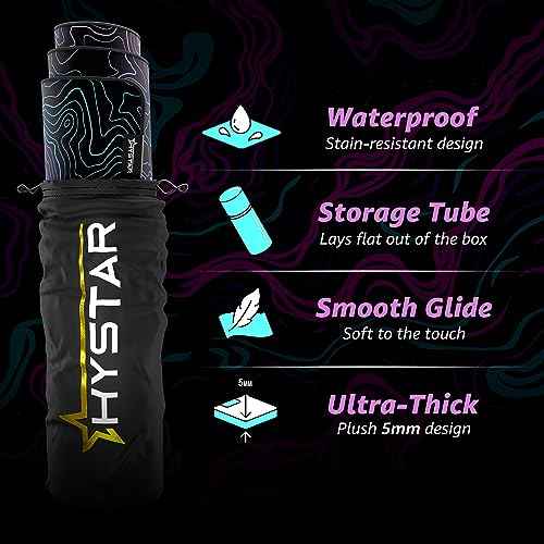 Hystar¢ç Extended Gaming Mouse Pad | XXL 36" x 16" | 5mm Thick, Waterproof Surface, Smooth Polyester Fabric, and Natural Rubber Base | Dreamy Topo (Dark)