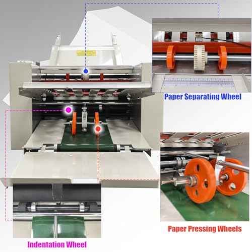 INTSUPERMAI 110V Automatic Paper Folding Machine, 4 Folding Plates, Multiple Folding Forms, Max Speed 262ft/min, Z Fold Paper Folding Machine for Manuals Document Business Letters