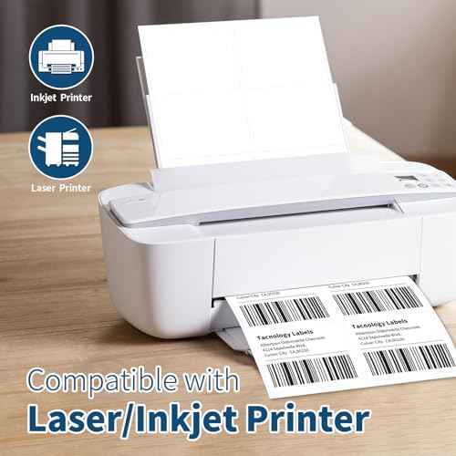 500 Sheets 4" x 3-1/3" Shipping Labels, 6 Labels/Sheet, 3000 Total | Compatible with Laser & Inkjet Printers, Strong Adhesive, Simple to Peel, Perfect for Mail Address Paper