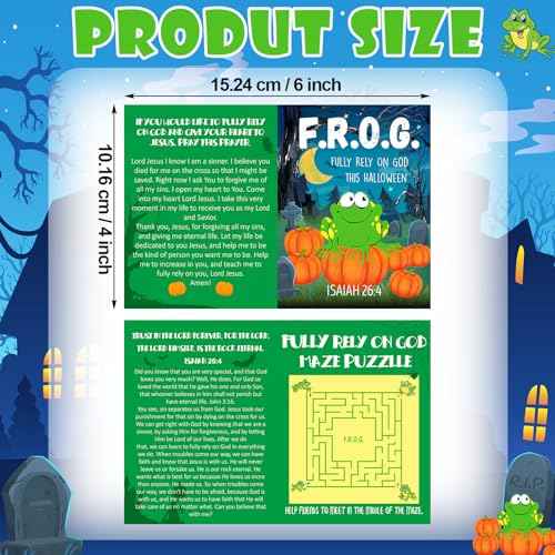 Ireer 240 Pcs Halloween Fully Rely On God Frog Bible Tracts Religious Gospel Tract Bulk Heartfelt Christian Tracts for Prayer Evangelism Church Celebrations Supplies