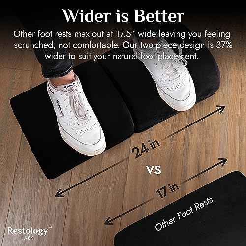 | Adjustable Width, Double Footrest for Under Desk - Adjustable Height, Width & Placement Foot Rest to find That Perfect Position, 24in Wide