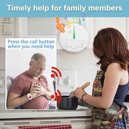 Life Alert Systems for Seniors Caregiver Pager Call Button SOS Button Alert Button for Seniors Elderly at Home 1 Plugin Receiver 1 Waterproof Transmitter 1 Watch Button