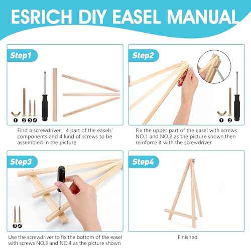ESRICH 11.8In Wood Easels,Tabletop Painting Display Easels, Painting Party Easel, Kids Student Tabletop Easels for Painting,Portable Canvas Photo Picture Sign Holder£¨4 Pack £©