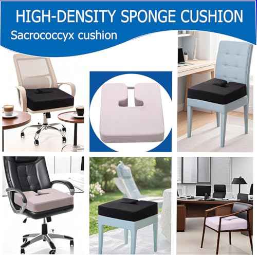 Extra Thick Office Chair seat Cushion, Back and Hip Pads, Non-Slip seat Cushion for Long Hours in wheelchairs/Cars and Dining Chairs.