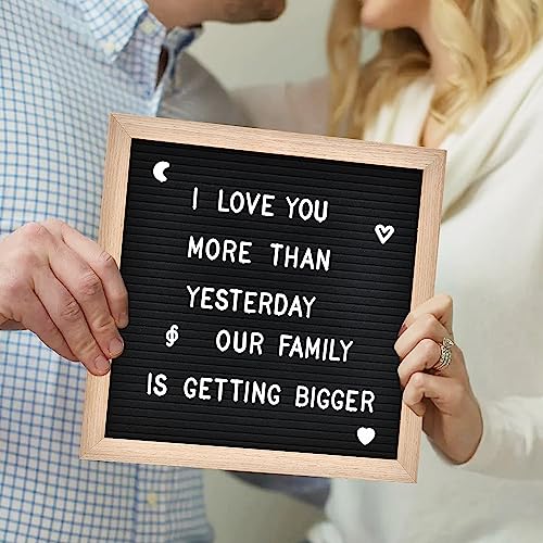 Veskaoty Felt Letter Board 12x12 Inch Black Sign with 460 Letters & Punctuation