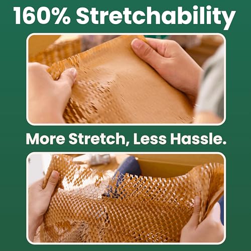 Honeycomb Packing Paper Roll 12" x 230ft Eco-Friendly Cushioning Wrap for Shipping & Moving