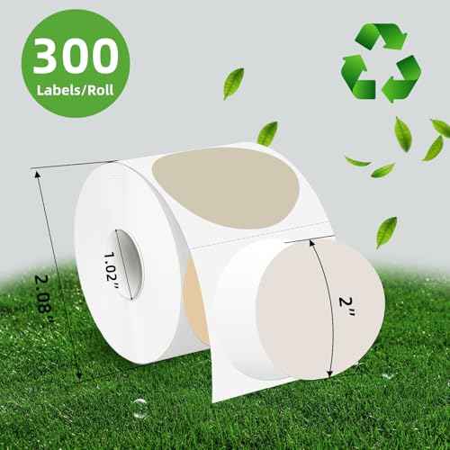 2 Inch Round Thermal Label Stickers, Circle Thermal Stickers Labels, Waterproof Direct Thermals Printer Label-300 Sheets/Autumn Colors